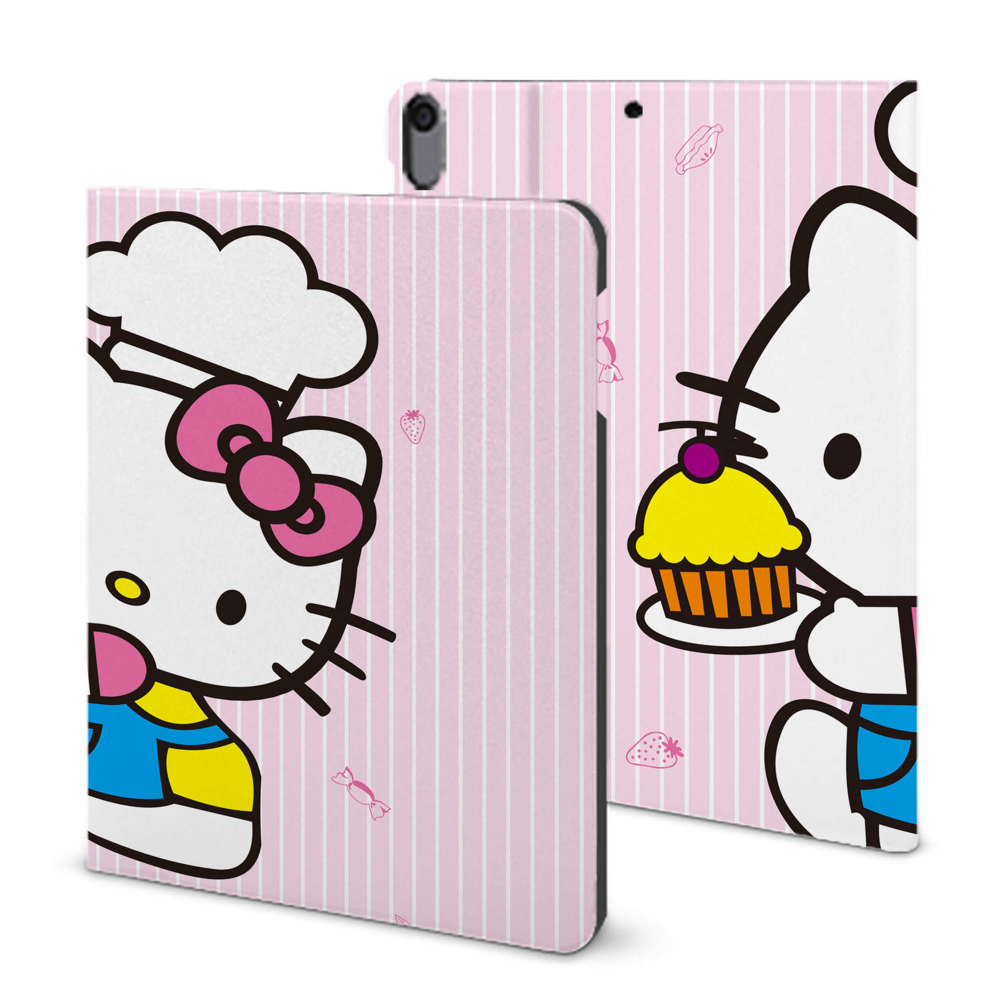 （画像用） Hello Kitty ハローキティ IPad ケース ブック型 PUレザー TPU 耐衝撃 軽量 薄型 ペン収納なし 全面保護 IPad 各モデル対応